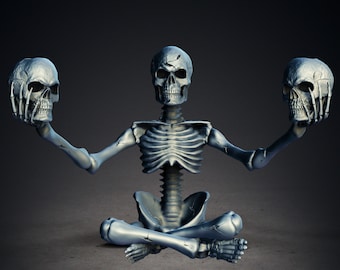 Spöklikt skräck Halloween skelett ljusstake 3D-skrivare STL-filformat