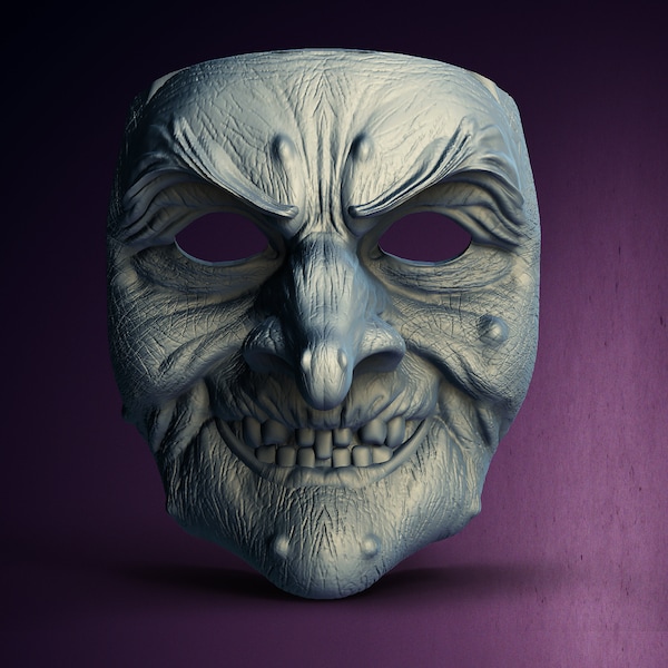 Halloween Horror Old Witch  Spooky Mask - STL Format 3D Printable Ready File