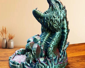 Torre de dados del dragón legendario: archivo STL 3D de la cueva de fantasía