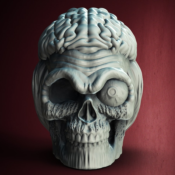 Halloween Brain Skull Jar - STL Format 3D Printable Ready File