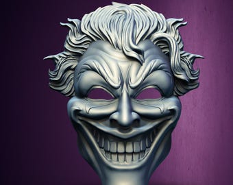 Infernal Jester Joker Male Spooky Mask - STL Format 3D Printable Ready File