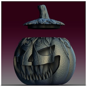 Spooky Horror Halloween Classic Pumpkin Jar Planter/ Candy Bucket/ Lamp/ Lantern 3D Printer STL File Format