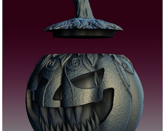 Spooky Pumpkin Jar STL File: Halloween Candy Bucket, Lamp, Lantern (3D Printer)