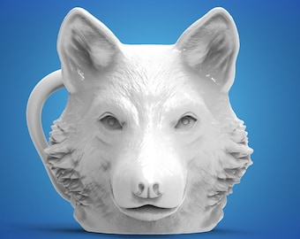 Tazza con testa di lupo - File pronto per la stampa in 3D in formato STL