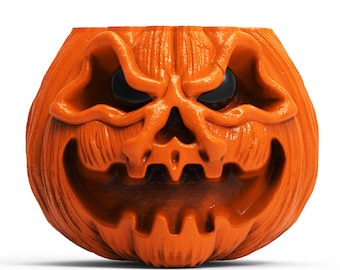 Fichier STL de jardinière de citrouilles effrayantes : seau de bonbons d'Halloween (téléchargement numérique)