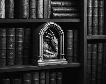 Wizard Dragon Book Nook: Fantasy STL File (3D Printable)