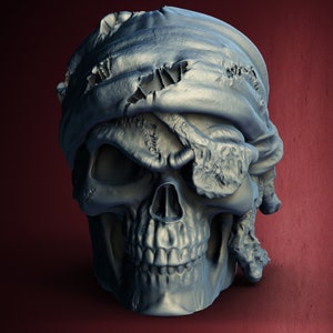 Pot de crâne de pirate d&#39;Halloween - fichier prêt à imprimer en 3D au Format STL