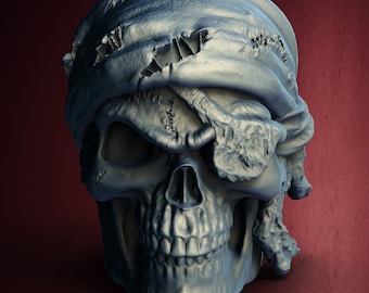 Halloween Pirate Skull Jar - STL Format 3D Printable Ready File