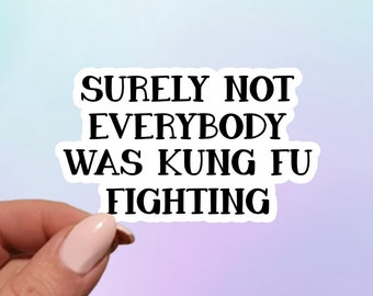 Zeker niet iedereen was Kung Fu Fighting Sticker | Kung Fu-vechtsticker | Grappige citaatsticker | Laptopsticker | Waterflessticker