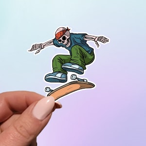 Skater Skeleton Sticker | Skateboard Skeleton Sticker | Kick Flip Sticker | Laptop Sticker | Planner Sticker | Skateboarding Sticker