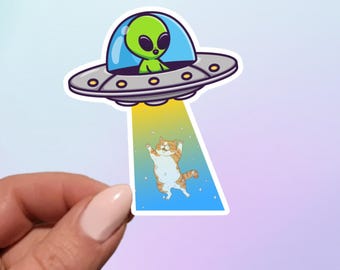 UFO Cat Sticker- Waterproof Vinyl Sticker