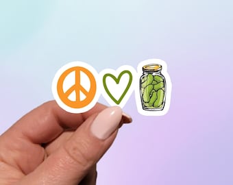 Peace Love Pickles Sticker: Waterproof Vinyl Decal