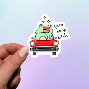 Sticker piep piep B*tch kikker | Plannersticker | Laptopsticker | Move Over-sticker | Rijsticker | Sticker Froggie | Grappige sticker