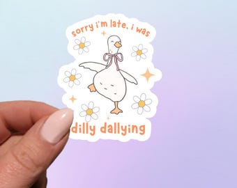 Dilly Dallying Goose Sticker: Funny Laptop, Notebook Decal