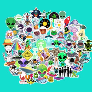 Alien Sticker | UFO Aufkleber | Supernatural Intergalaktische Sticker | Planner Aufkleber | Laptop Aufkleber | Notebook Aufkleber | Weltraum Sticker
