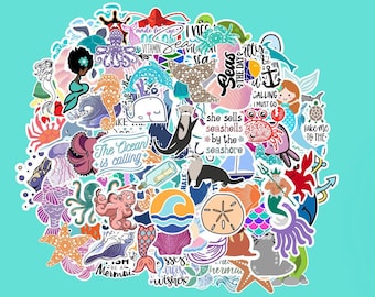 Waterproof Sea Life Stickers: Laptop, Water Bottle, and More