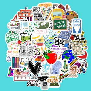 Pegatinas para profesores / Paquete de 10-100 pegatinas escolares / Pegatinas para estudiantes / Pegatinas para la vuelta al cole / Pegatinas para botellas de agua / Pegatinas para cuadernos