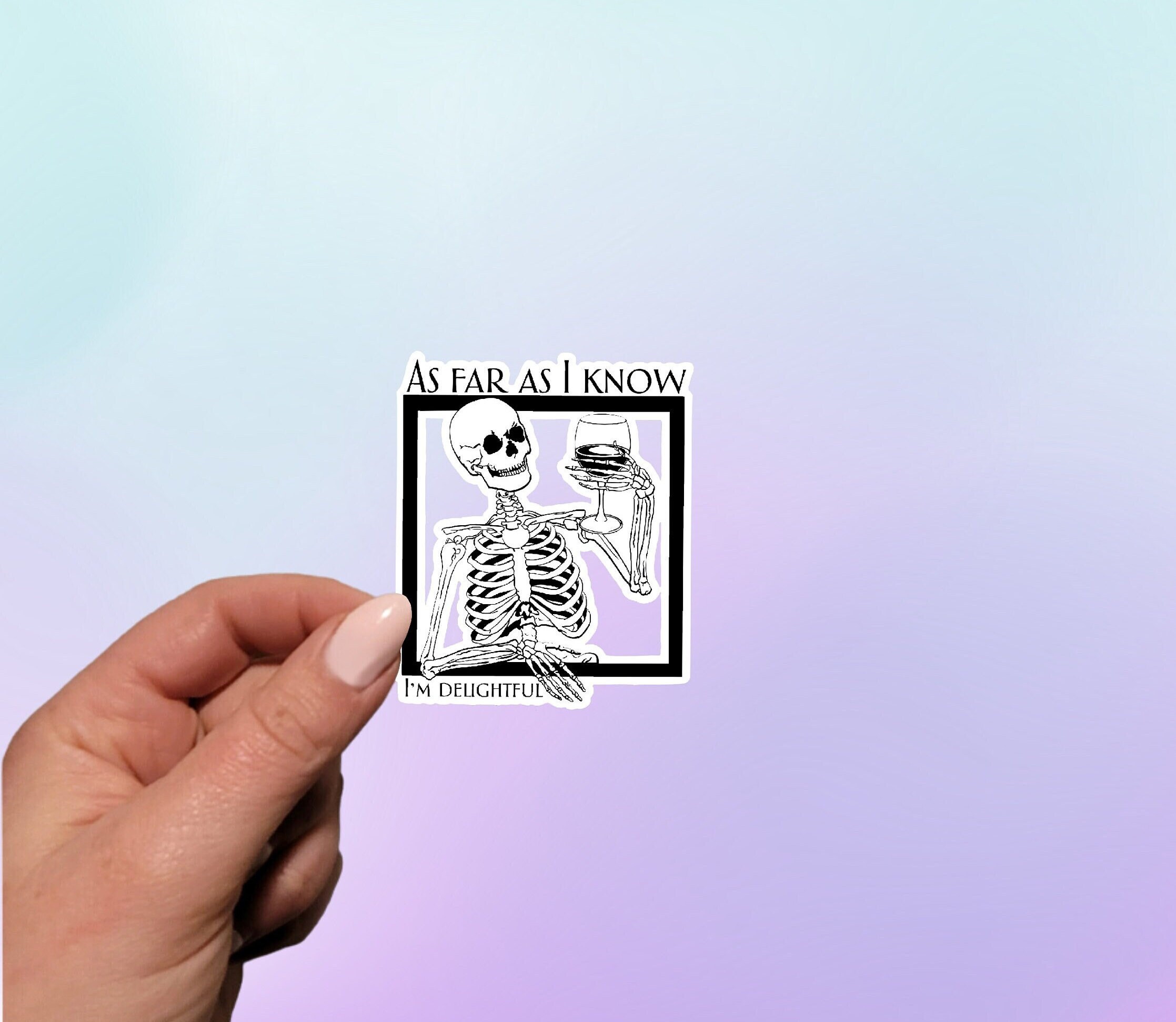 Delightful Skeleton Waterproof Sticker - Laptop, Planner, Water Bottle ...
