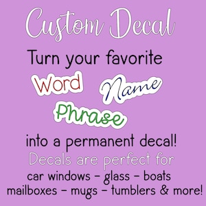 Custom Text Decal | Custom Text Vinyl Decal | Personalized Laptop Decal | Personalized Decal | Mailbox Decal | Custom Car Vinyl Decal
