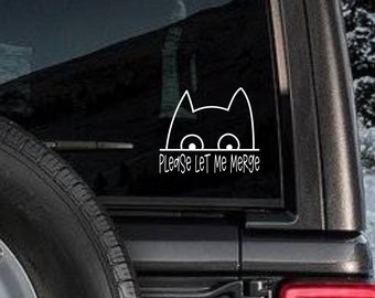 Laat me alsjeblieft autosticker samenvoegen | Kat minnaar auto sticker | Vinylsticker voor auto | Grappige bumpersticker | Kat Peeker autosticker | Autoraamsticker