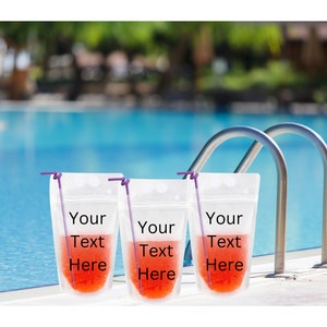 Personalisiertes Trinktäschchen | Personalisierter Getränkebeutel | Personalisierte Party Trinktasche | Strandtäschchen | Pool-Trinkbeutel | Individuelle Gastgeschenke