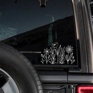 Sticker fleurs sauvages pour voiture | Sticker fleurs sauvages pour ordinateur portable | Sticker vitre voiture fleurs sauvages | Sticker voiture bohème | Sticker voiture pour femme | Amoureux des plantes