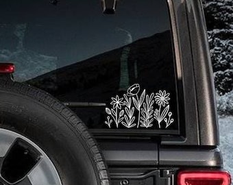 Autosticker Boho Wildflower: glanzende of glanzende laptopsticker