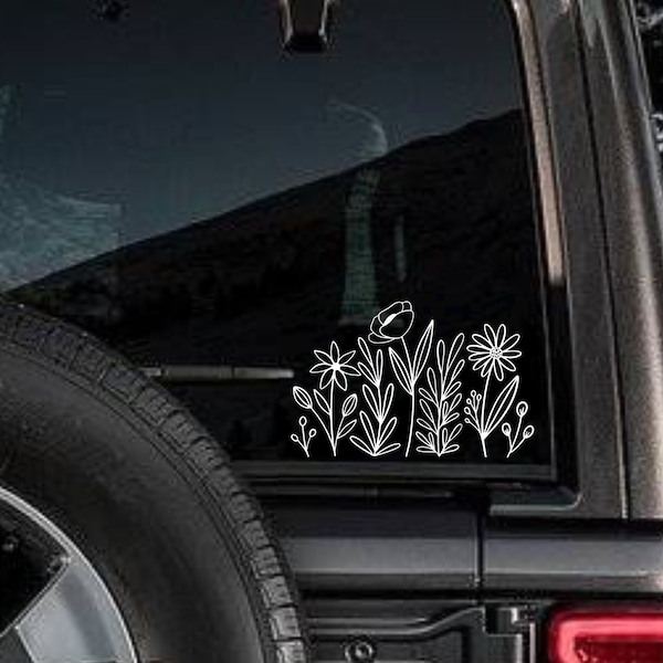 Wildflower Decal for Car | Wildflower Sticker for Laptop | Wildflower Car Window Decal | Boho Car Decal | Car Decal for Women | Plant Lover