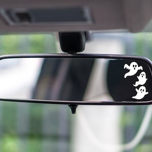 Ghost Rearview Mirror Decal | Small Car Decals | Halloween Car Accessories | Car Mirror Decal | Goth Car Accessories | Tiny Decals for Cars
