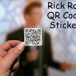 Rick Roll QR-Code-Vinyl-Aufkleber | Ich werde dich nie aufgeben | Lustiger Streich Überraschungsaufkleber | Laptop Aufkleber | Wasserflasche Aufkleber | QR-Streich