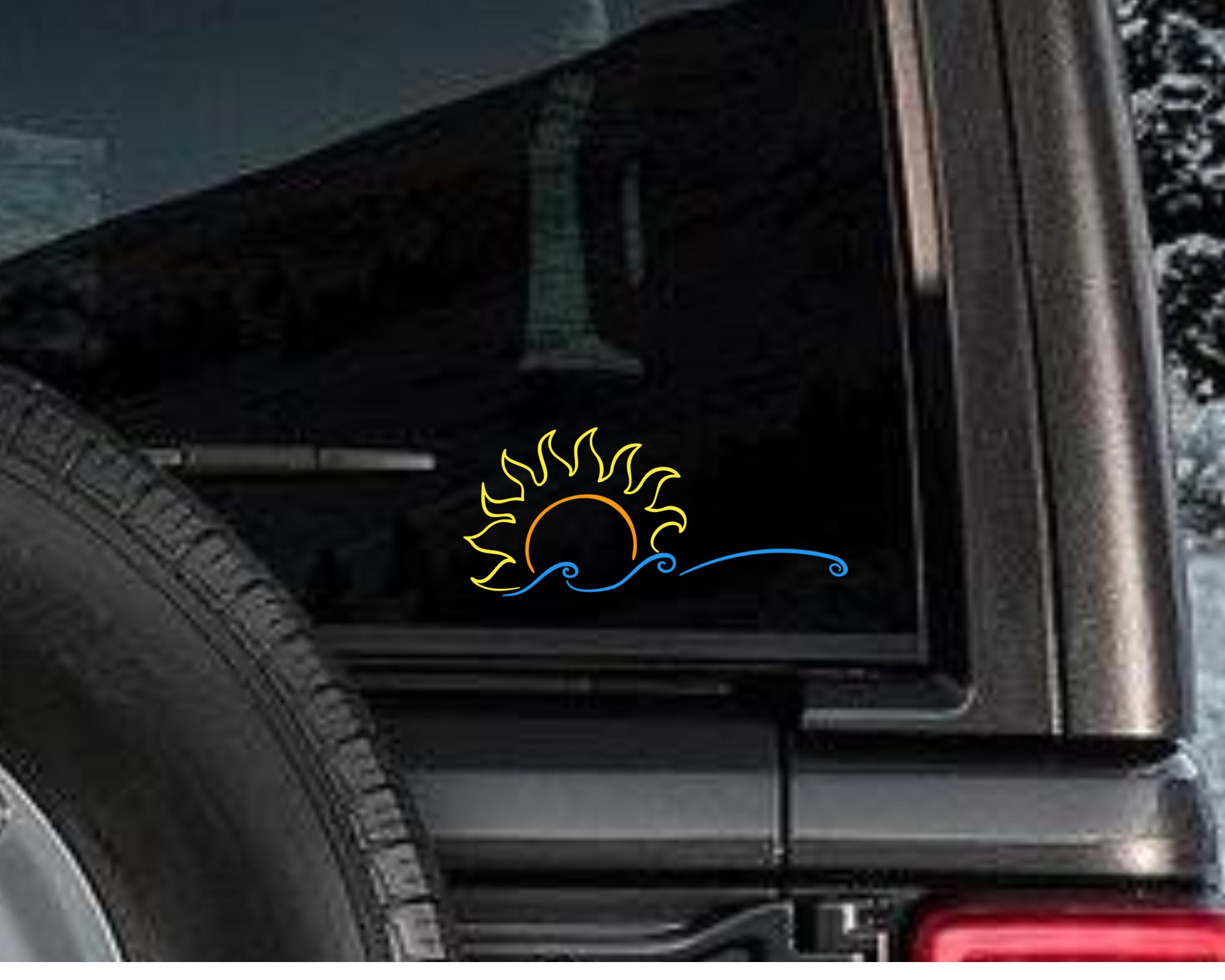 Sun and Wave Car Decal | Wave Decal | Sun Decal | Pretty Car Decal | Car Accessories | Ocean Decal | Beach Vibes Decal | Ocean Car Sticker