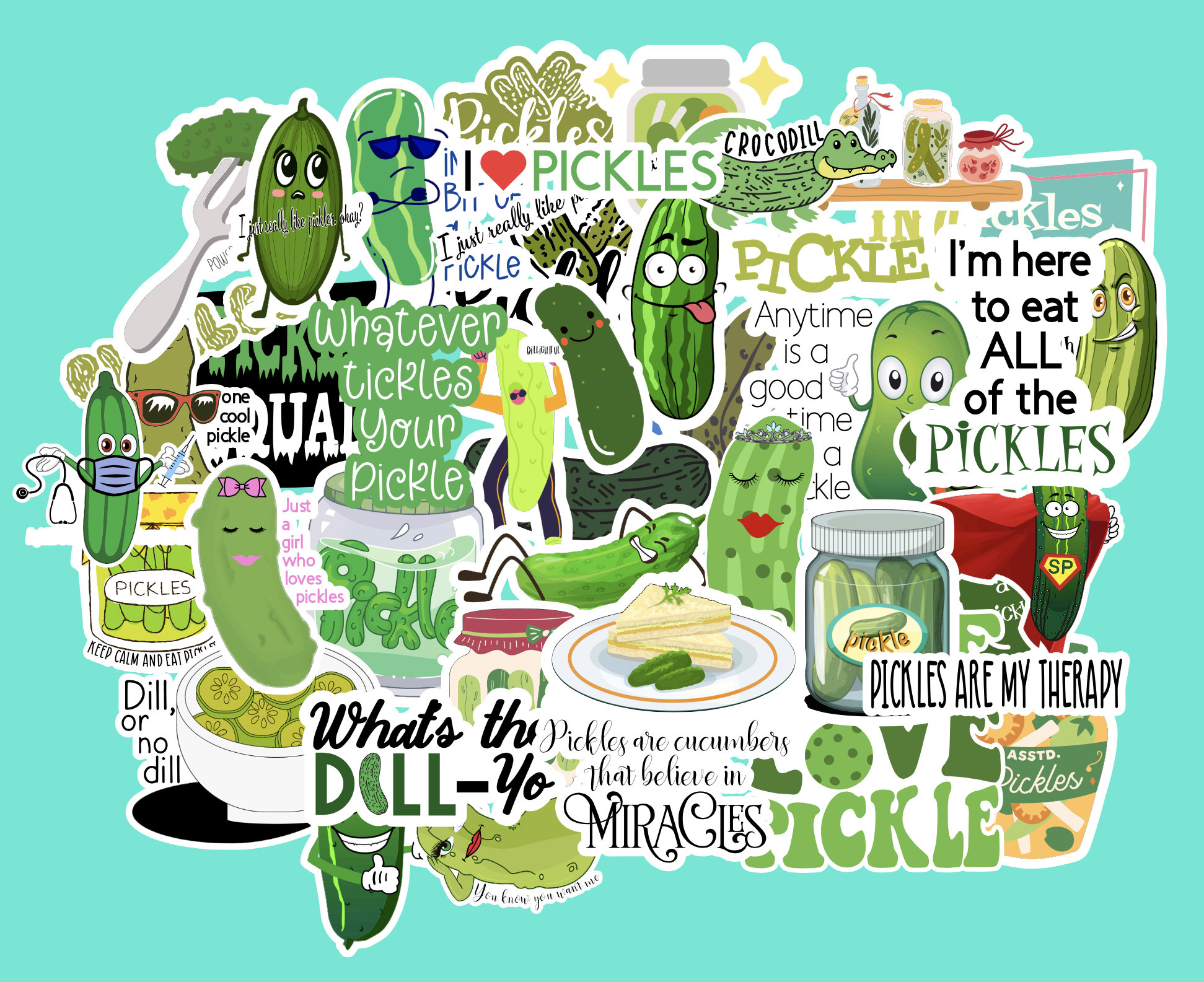 Pickle Sticker Pack | Stickers | Stickers for Laptop | Water Bottle | Sticker Pack | Vinyl Stickers Waterproof | Funny Pickle Sticker Pack