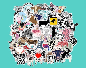 Cow Stickers Pack: Waterproof Vinyl Decals for Laptop, Water Bottle