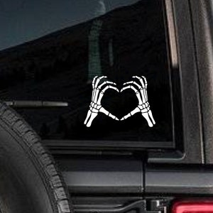 Skelett Herz Hände Aufkleber | Skelett Hände Auto Aufkleber | Skelett Autozubehör | Herzförmige Hände Aufkleber | Skelett Sticker für Wasserflasche