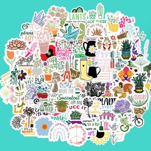 Blumen-Aufkleber | 10-100 Aufkleber | Garten Aufkleber | Pflanzenaufkleber | Flaschenaufkleber | Laptop Aufkleber | Vinyl-Aufkleber