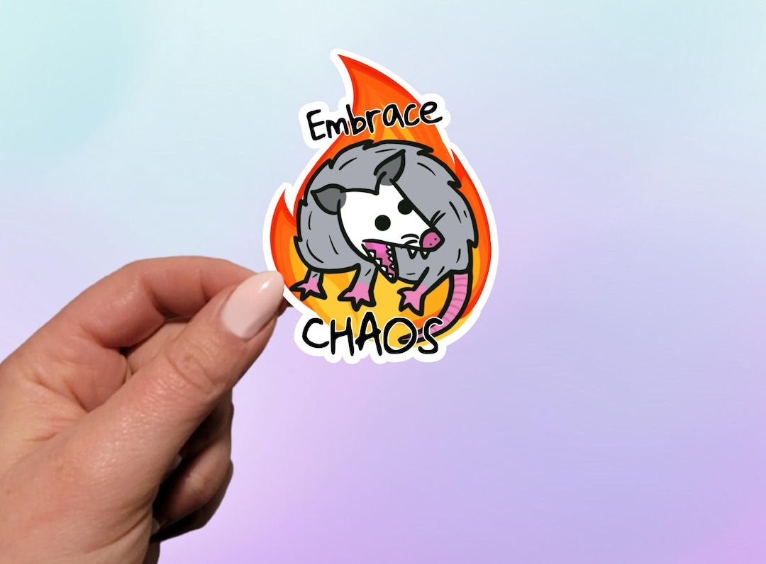 Embrace Chaos Opossum Sticker - Waterproof Vinyl Laptop Decal - Etsy