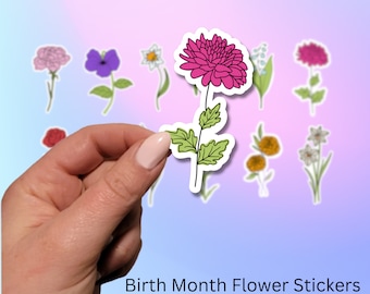Birth Month Flower Sticker: Waterproof Vinyl Laptop Decal