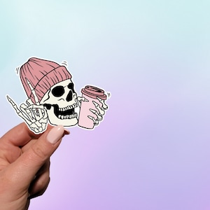 Skeleton Coffee Sticker | Whimsigoth Sticker | Planner Sticker | Laptop Sticker | Water Bottle Sticker | Skeleton Sticker | Notebook Sticker