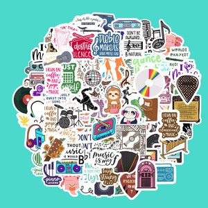 Sticker muziekjunkie | Music Lover-stickerpakketten 10-100 | Muziekstickers | Stickers waterflessen | Laptopsticker | Muziekstickers uit de jaren 90