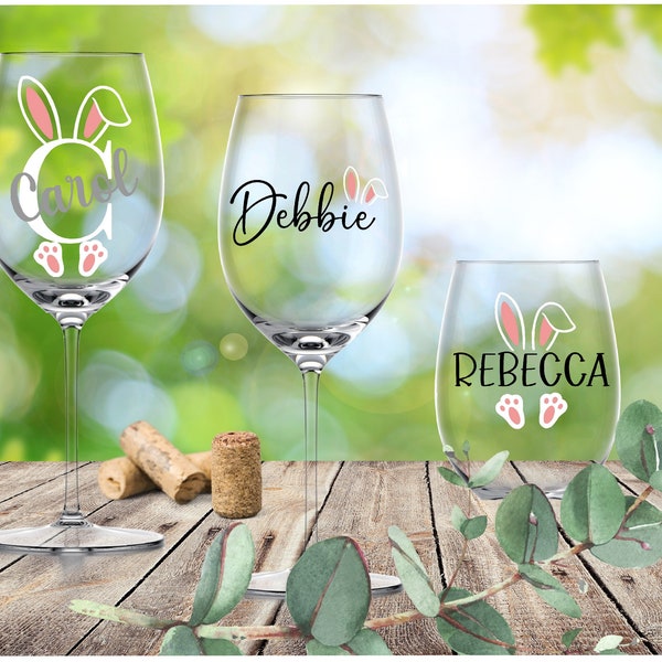 Personalized Wine Glass | Easter Wine Glass | Easter Bunny Glass | Personalized Easter Glass | Easter Sunday Gift | Stemless Stemmed Glass