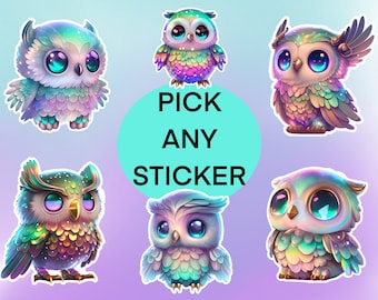 Owl Stickers | Pick Any Sticker | Pretty Owl Stickers | Laptop Sticker | Planner Sticker | Water Bottle Sticker  | Owl Lover Sticker