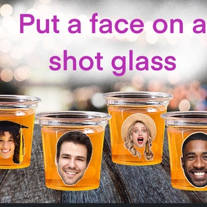 Personalized Face Shot Glass | Bachelorette Party Favor | Groom Face Plastic Shot Glasses | Graduation Party  | Groom Face Party Favors