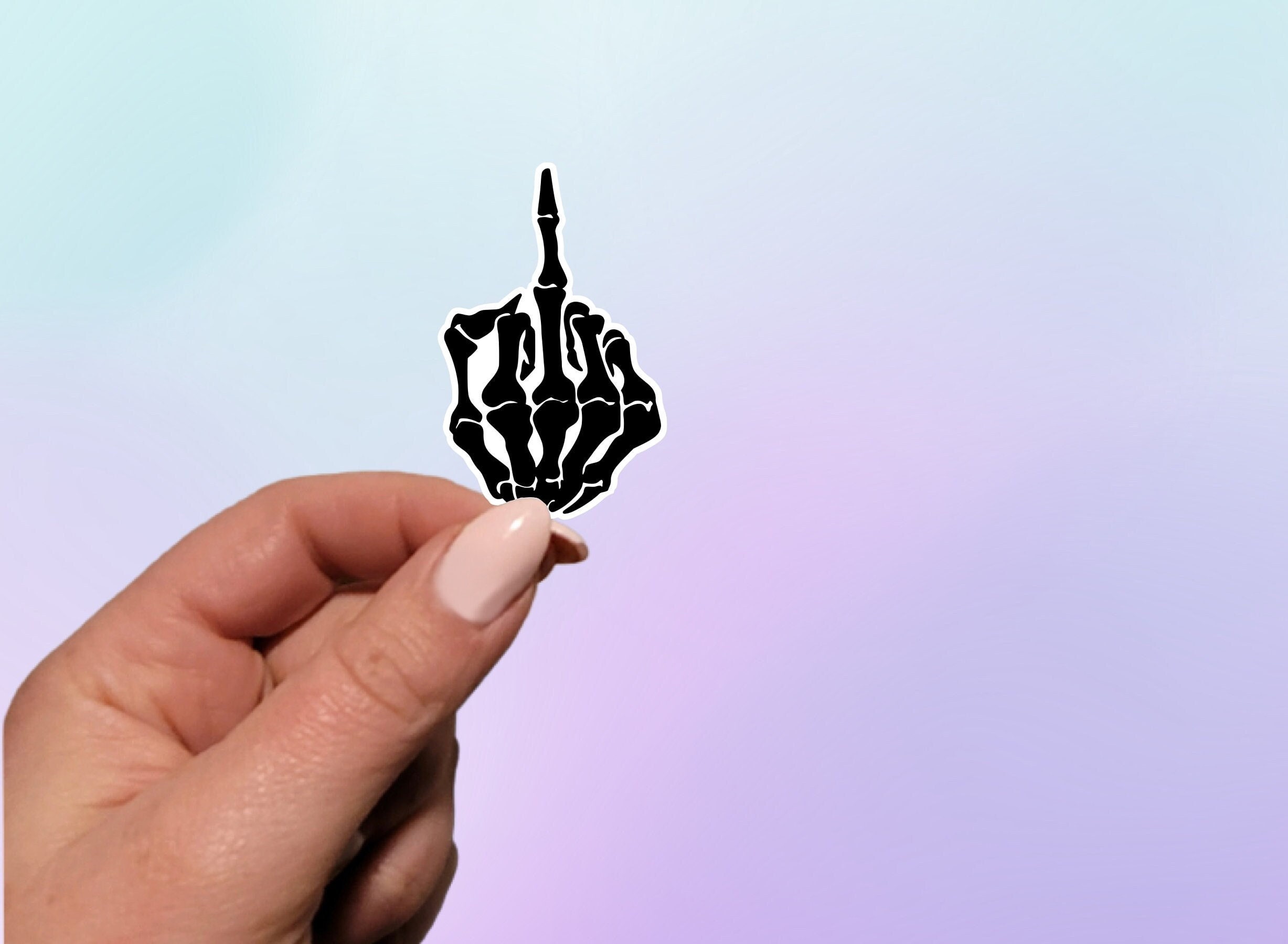 Skeleton Middle Finger Sticker Middle Finger Skeleton Sticker: Waterproof Vinyl Laptop Decal - Etsy