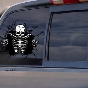 Skelett Aufkleber | LKW Fenster Aufkleber | Skelett Aufkleber für Auto | Goth Autozubehör | LKW-Aufkleber für Männer | Gruseliger Aufkleber | Halloween Aufkleber