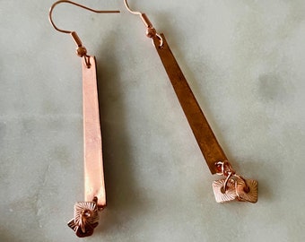 Cute dangling copper earrings with beads