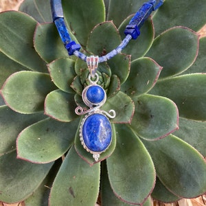 Lapis Lazuli and sodalite beaded necklace with lapis Lazuli pendant