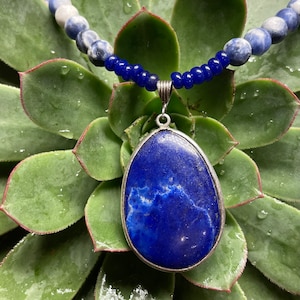 Beautifully colored blue Sodalite necklace with lapis lazuli pendant