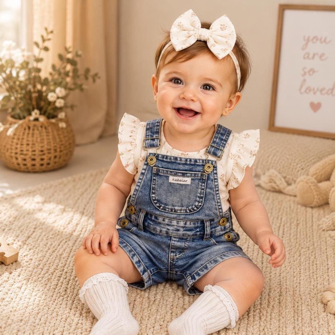 Unisex Cotton Denim Overalls, Soft Toddler Romper, Summer Sleeveless Jean Jumpsuit (1-3 Years)