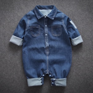 Soft Denim Baby Romper: Long Sleeve One Piece Jumpsuit for Newborns baby christmas gift
