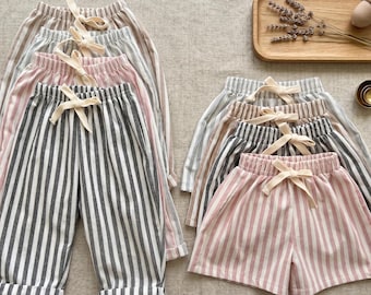 Striped Linen Cotton Harem Pants: Vintage Casual Summer Trousers